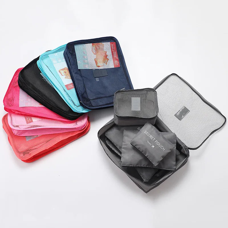 6 Piece Travel Packing Cube Set Clothes Storage Bags Luggage Organiser Suitcase Pouches Kit