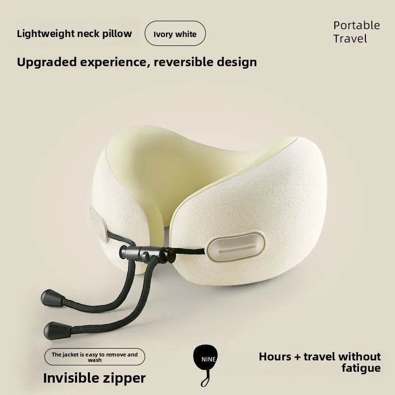 Memory Foam U Shaped Neck Pillow Compact Foldable Travel Pillow for Airplane Flights and Naps