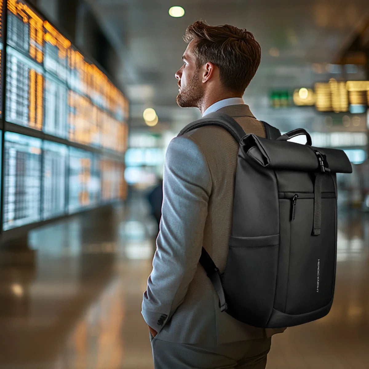 Rolltop Laptop Backpack Water Resistant Expandable Travel Work Bag with 15.6 Inch Compartment