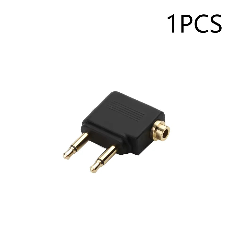 3.5mm Airline Audio Adapter Plug for Airplane Headphones Travel Earphone Jack Converter
