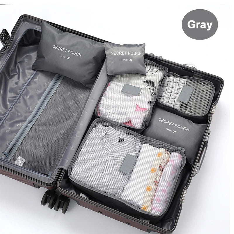 6 Piece Travel Packing Cube Set Clothes Storage Bags Luggage Organiser Suitcase Pouches Kit