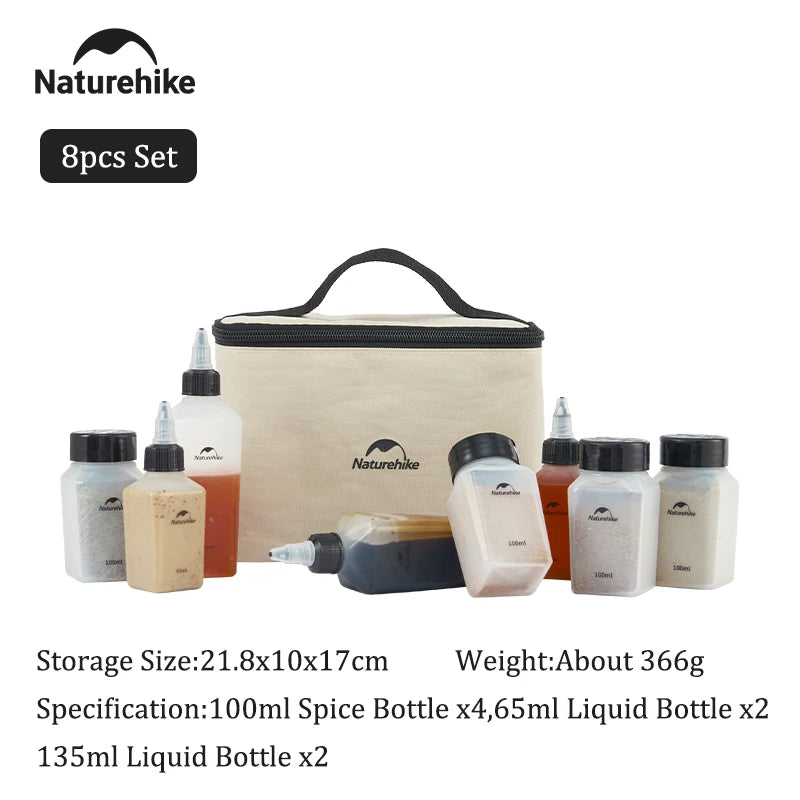 Portable Camping Seasoning Bottle Set with Storage Bag Outdoor Picnic BBQ Condiment Kit Gear