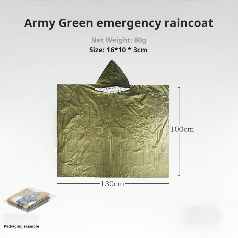 DIMIR Emergency Rain Poncho Thermal Blanket Waterproof Outdoor Survival Camping Gear