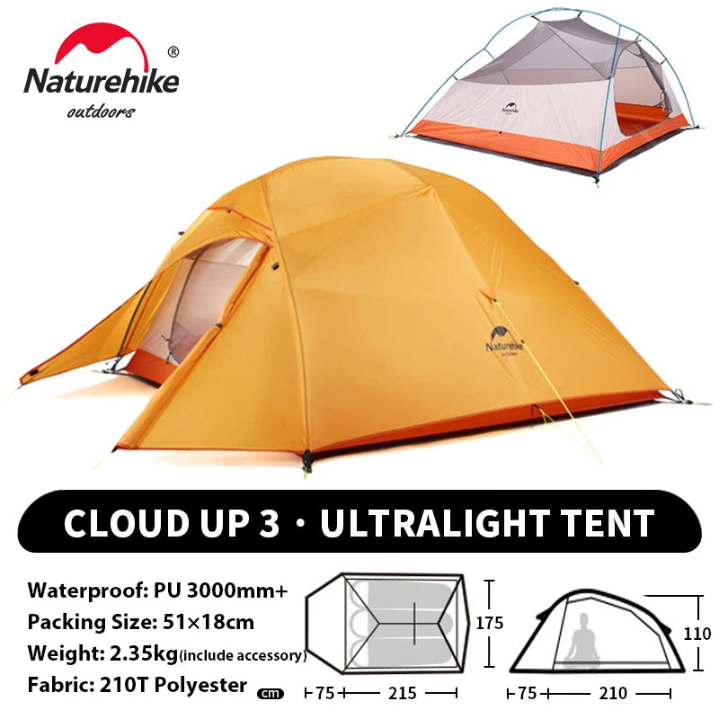 NATUREHIKE Cloud Up Ultralight 1 2 3 Person Waterproof Camping Hiking Backpacking Tent