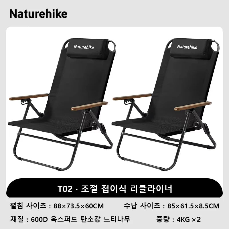 Adjustable Folding Camping Recliner Chair High Back Outdoor Portable Lounge Relax Seat