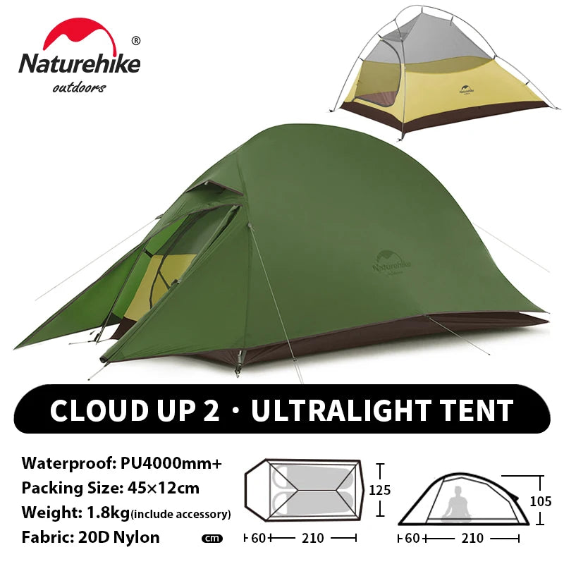 NATUREHIKE Cloud Up Ultralight 1 2 3 Person Waterproof Camping Hiking Backpacking Tent