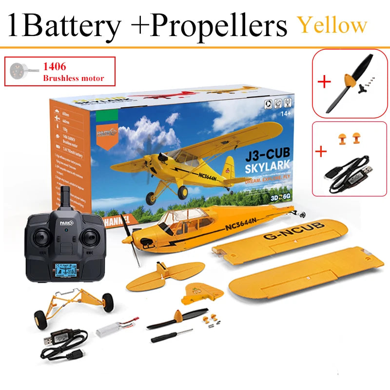 WLTOYS A160 J3 Cub RC Plane 2.4G 5 Channel Brushless Ready to Fly Remote Control Airplane
