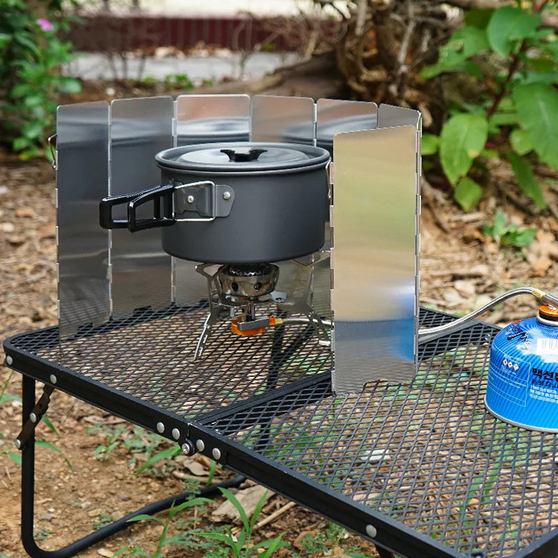 Folding Aluminium Camping Stove Wind Shield Windproof Screen for Outdoor Cooking 8, 9, 10 Plate