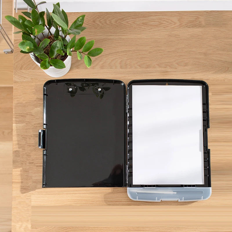 Large A4 Waterproof File Box with Clipboard Pen Holder Portable Document Storage Organiser Case