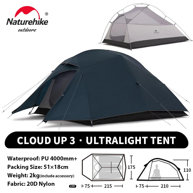 NATUREHIKE Cloud Up Ultralight 1 2 3 Person Waterproof Camping Hiking Backpacking Tent