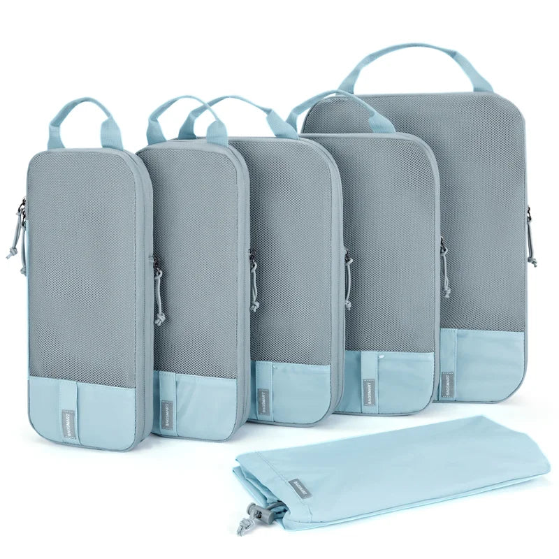 BAGSMART Compression Packing Cubes Set of 6 Lightweight Luggage Organiser for Travel Suitcases