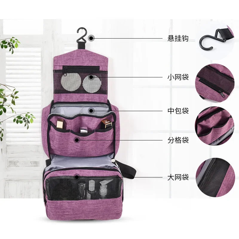 Hanging Travel Cosmetic Bag Foldable Toiletry and Makeup Organiser with Hook for Men and Women