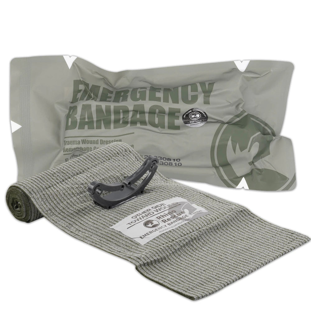 RHINO RESCUE 4in 6in Emergency Pressure Bandage High Elasticity Vacuum Packed Dressing IFAK Kit