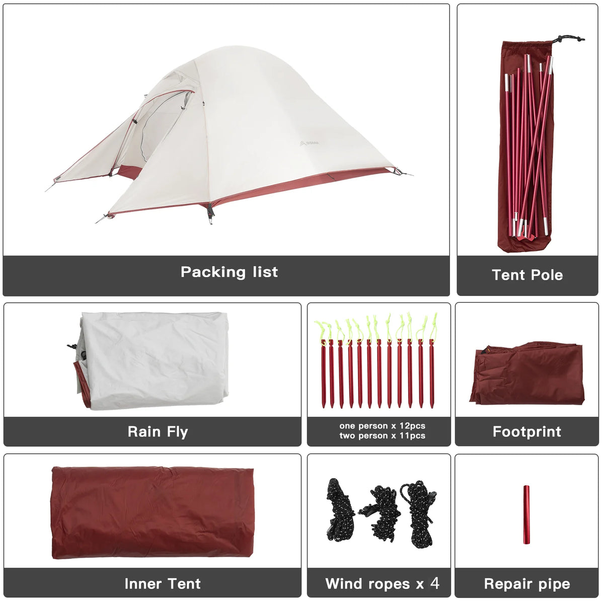 BISINNA Ultralight 20D Nylon Waterproof Camping Tent 1-2 Person Hiking Travel Shelter