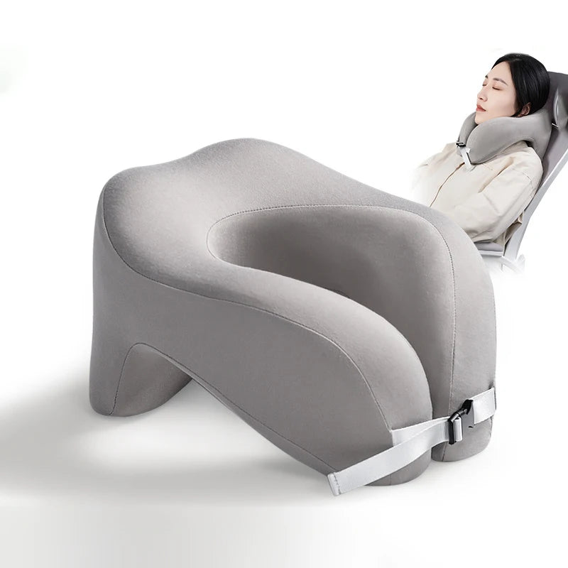 U-Shape Memory Foam Travel Pillow Neck Support Cushion for Airplane Flight Office Nap Rest