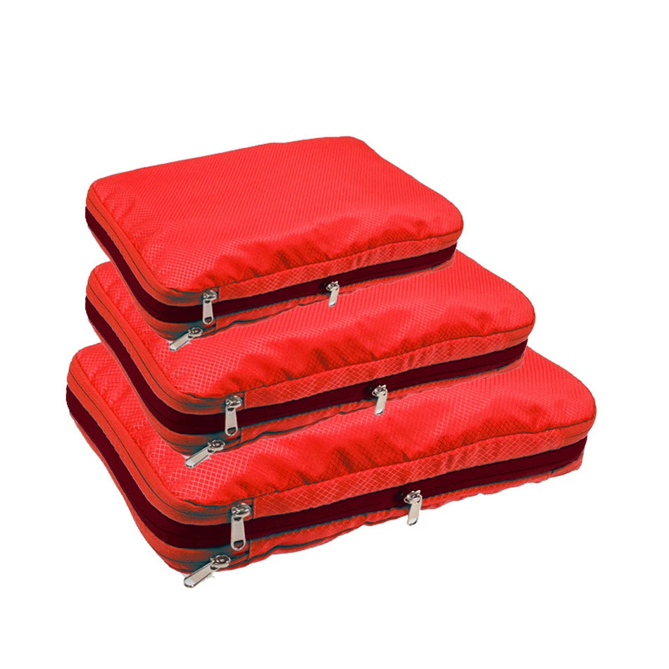 Compression Packing Cubes Double Layer Waterproof Travel Clothes Storage Organizer Bags Set