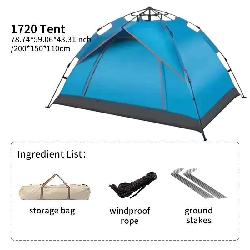 Outdoor Automatic Quick Opening Camping Tent 3-4 Person Rainproof Sunproof Portable Shelter