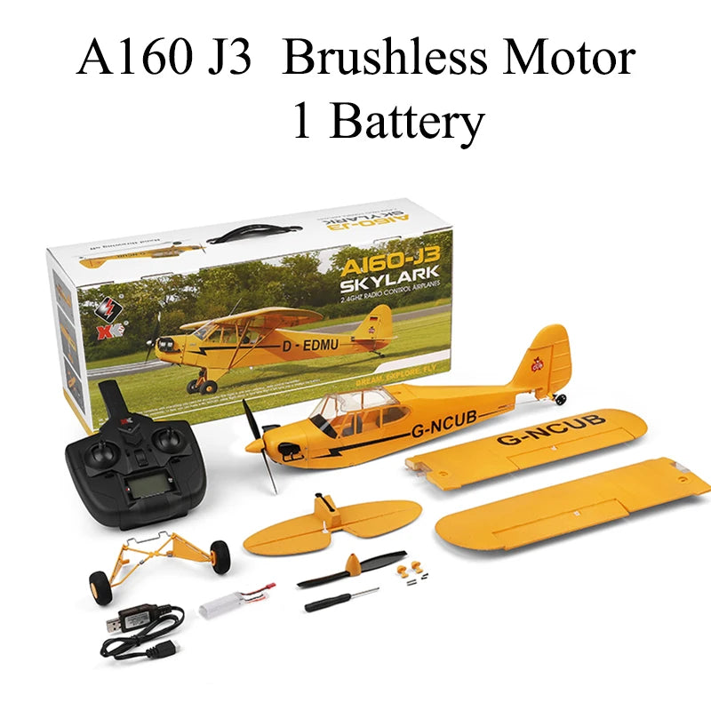 WLTOYS A160 J3 Cub RC Plane 2.4G 5 Channel Brushless Ready to Fly Remote Control Airplane