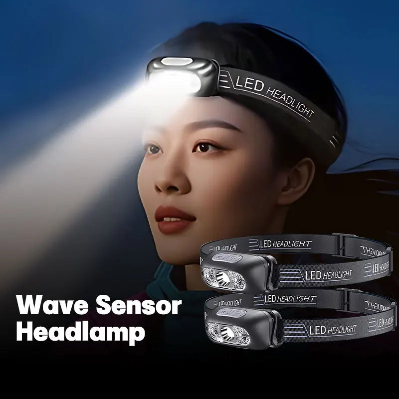 Mini LED Sensor Headlamp USB Rechargeable Super Bright Adjustable Angle Torch Headlight