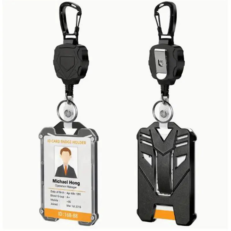 Retractable Heavy Duty Carabiner Keychain Steel Wire Pull Reel Ring