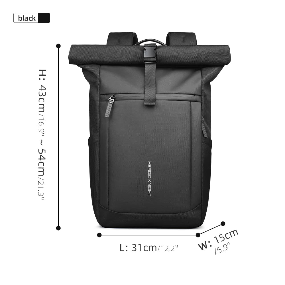 Rolltop Laptop Backpack Water Resistant Expandable Travel Work Bag with 15.6 Inch Compartment