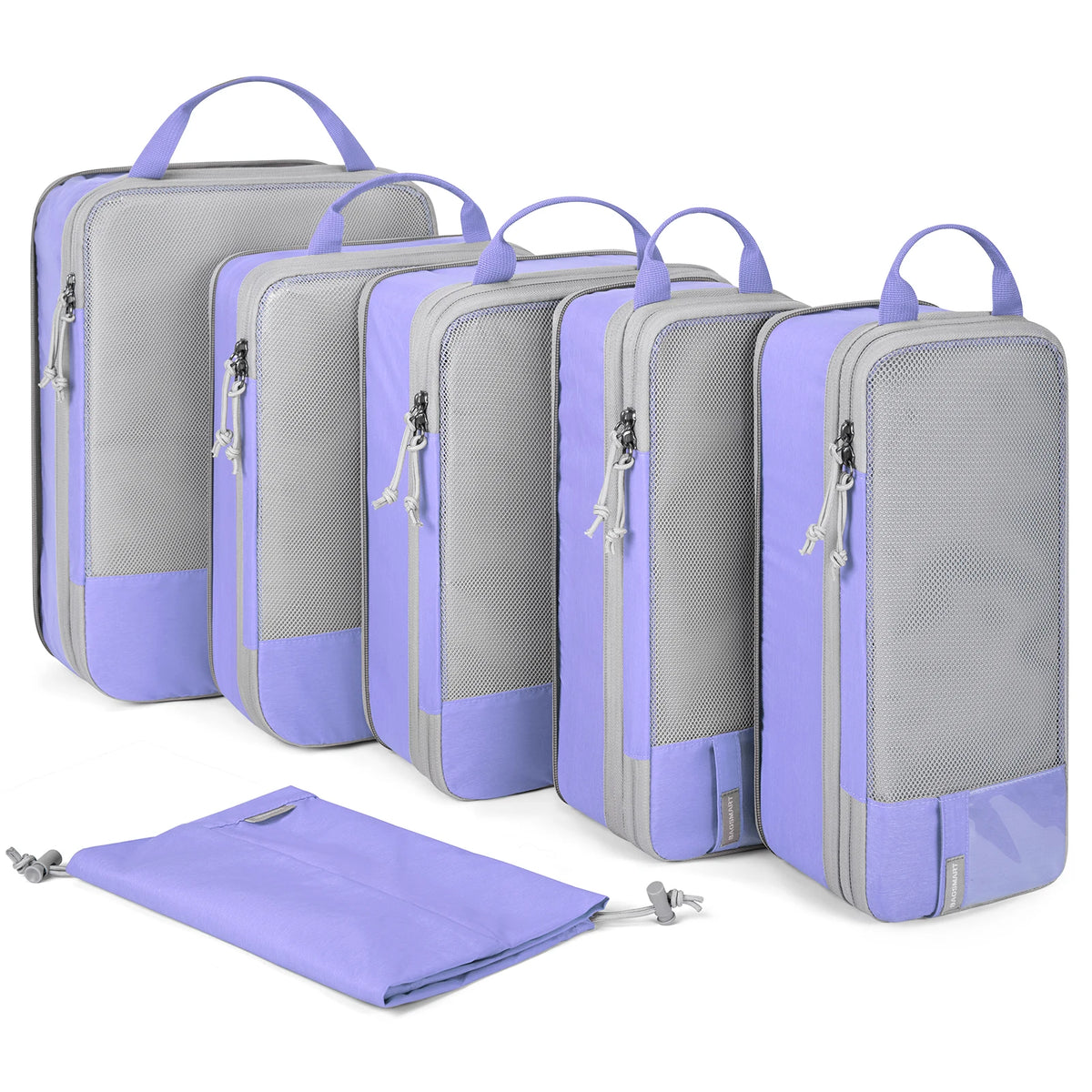 BAGSMART Compression Packing Cubes Set of 6 Lightweight Luggage Organiser for Travel Suitcases