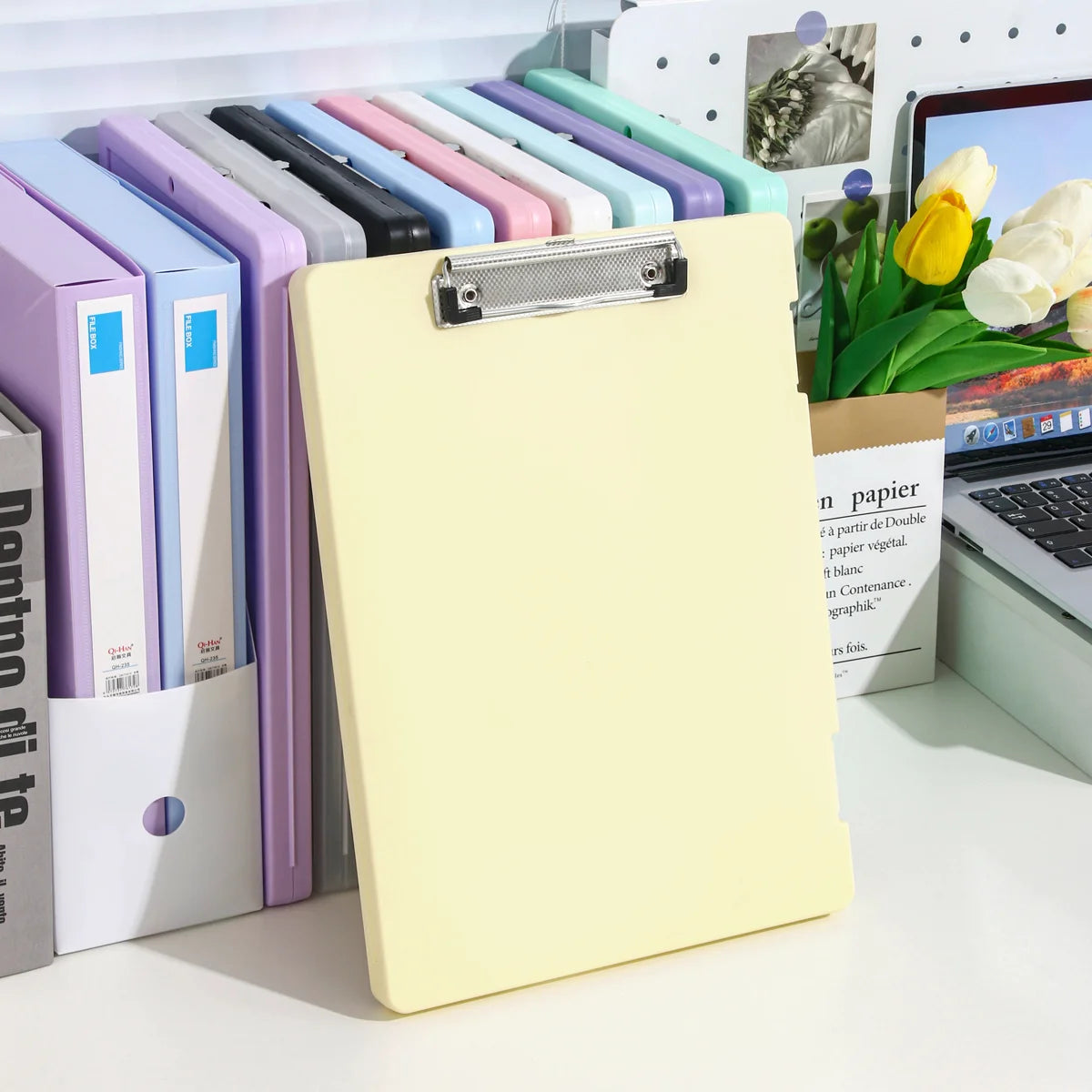 A4 File Storage Box with Writing Pad Clipboard Portable Document Organiser Office School Case