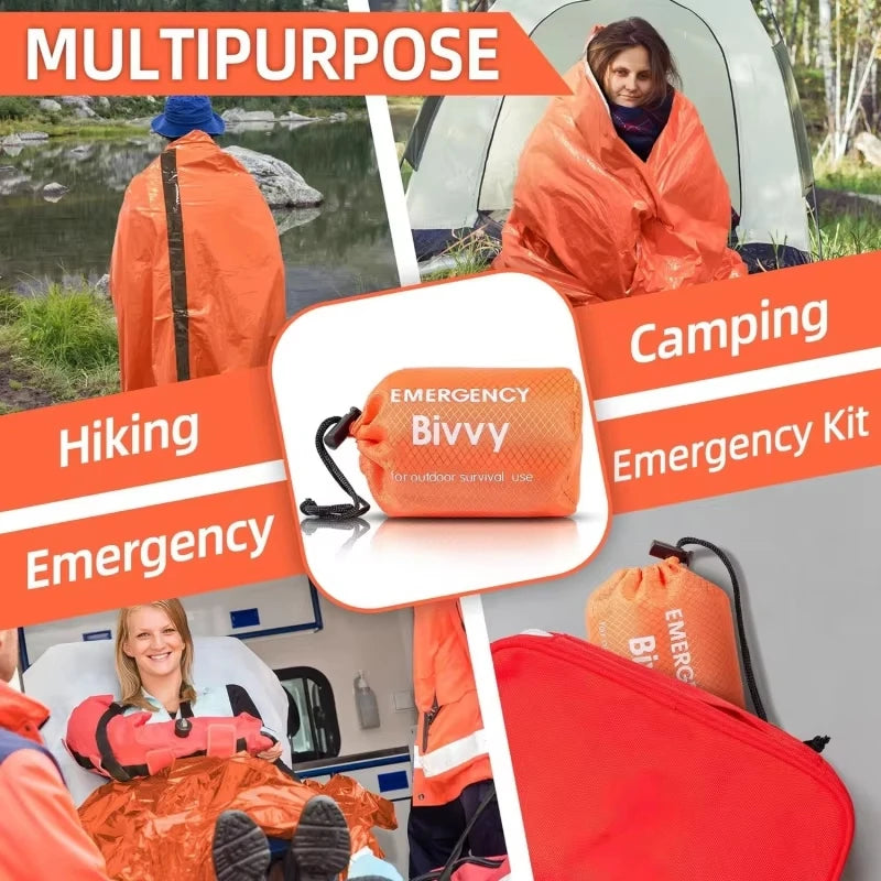 Emergency Thermal Sleeping Bag Waterproof Survival Bivy Sack Lightweight Camping Hiking Shelter Blanket