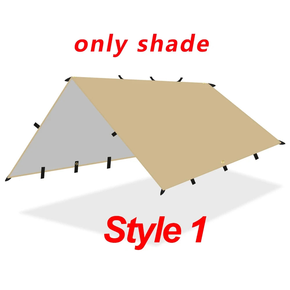 Waterproof Camping Tarp Shelter 19 Point Bushcraft Sun Shade Awning Tent 3x3m 4x4m Canopy