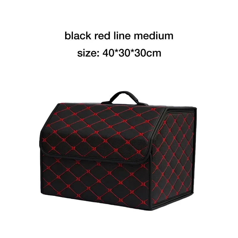 Large Capacity PU Leather Car Boot Organiser Folding Storage Box for Tools Travel Emergency Gear