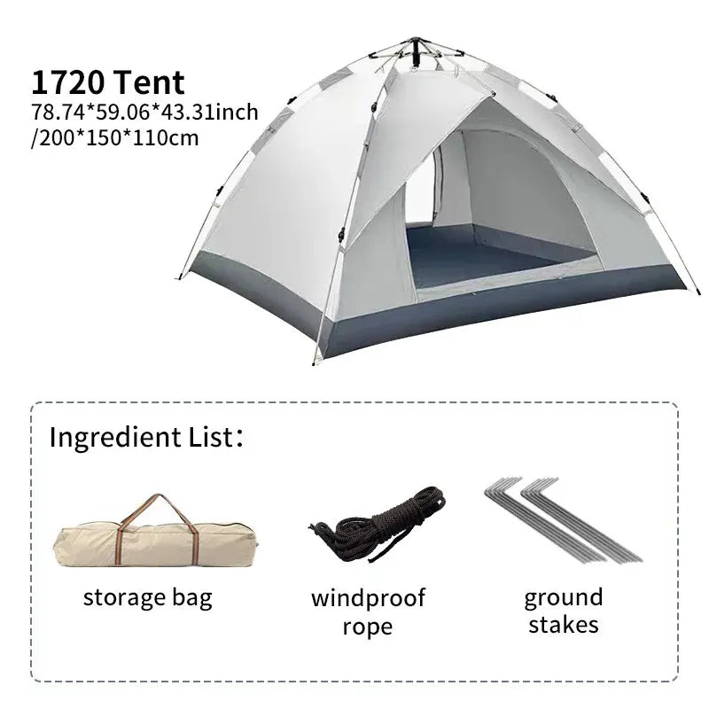 Outdoor Automatic Quick Opening Camping Tent 3-4 Person Rainproof Sunproof Portable Shelter