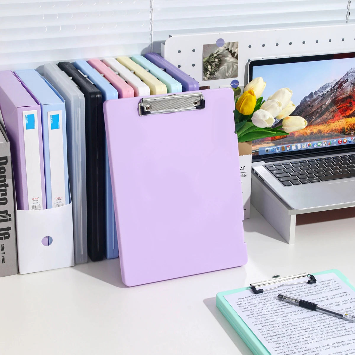 A4 File Storage Box with Writing Pad Clipboard Portable Document Organiser Office School Case
