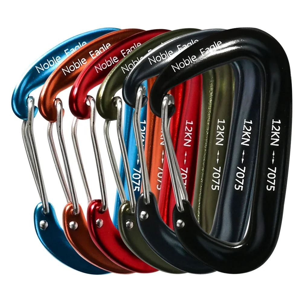 6PCS 12kN Heavy Duty Tactical Carabiner Clips Aluminium Non Locking Outdoor Hook Set