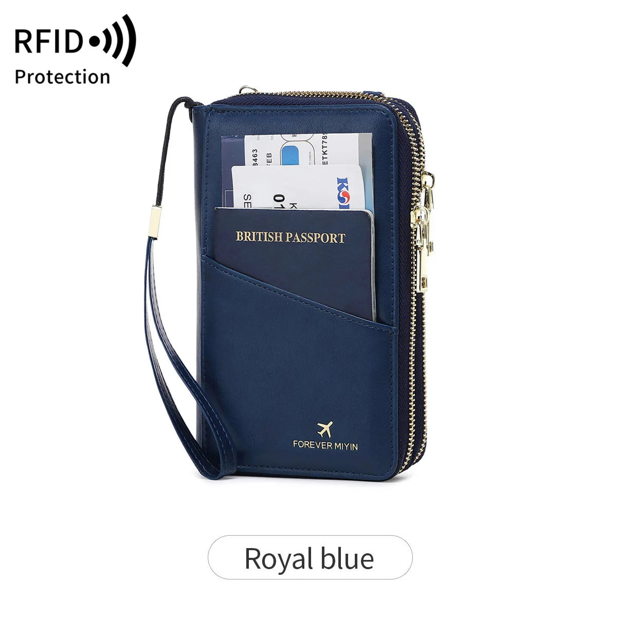 Travel Passport Wallet PU Leather Multi Functional Double Zipper Passport Cover for Travel