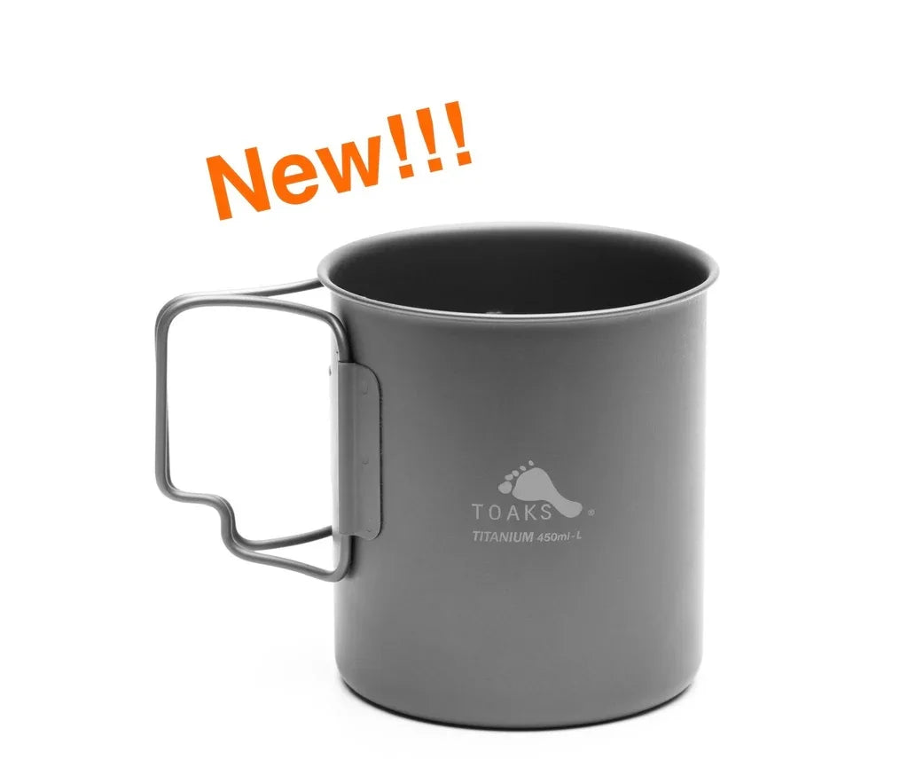 Ultralight 450ml Titanium Camping Cup with Foldable Handle Portable Outdoor Mug Tableware Gear