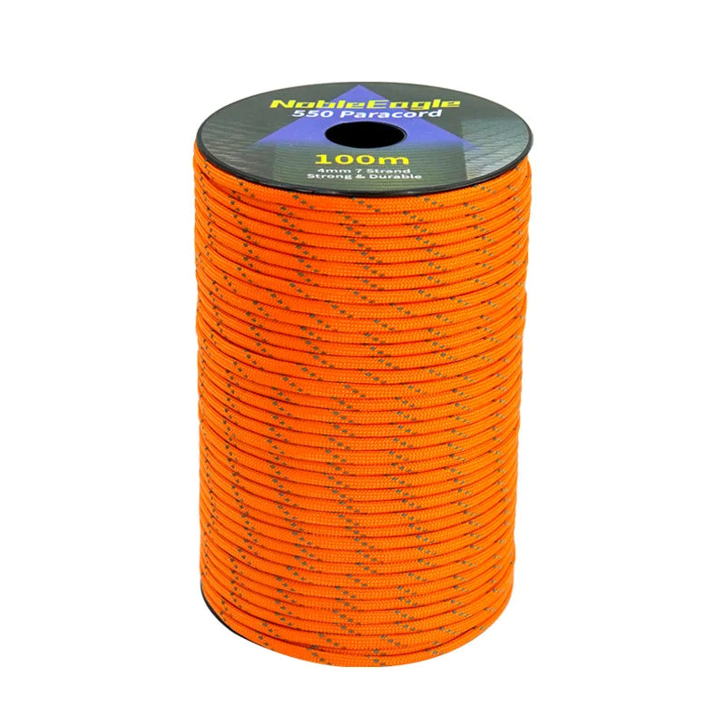 NOBLE EAGLE Reflective 550 Paracord 7 Strand 4mm Tactical Camping Tent Rope DIY Weaving Cord