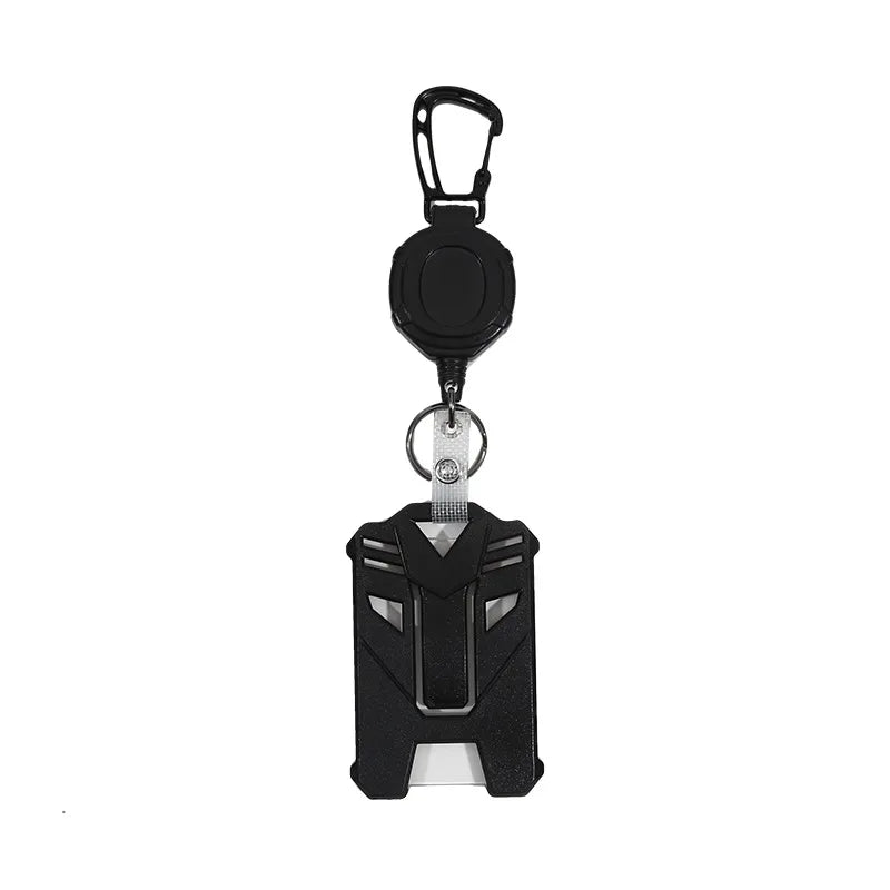 Retractable Heavy Duty Carabiner Keychain Steel Wire Pull Reel Ring