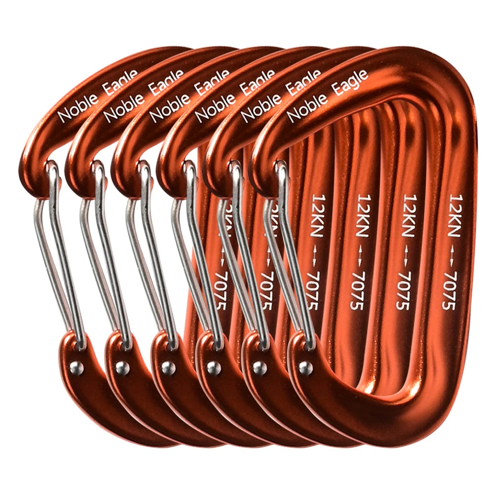 6PCS 12kN Heavy Duty Tactical Carabiner Clips Aluminium Non Locking Outdoor Hook Set