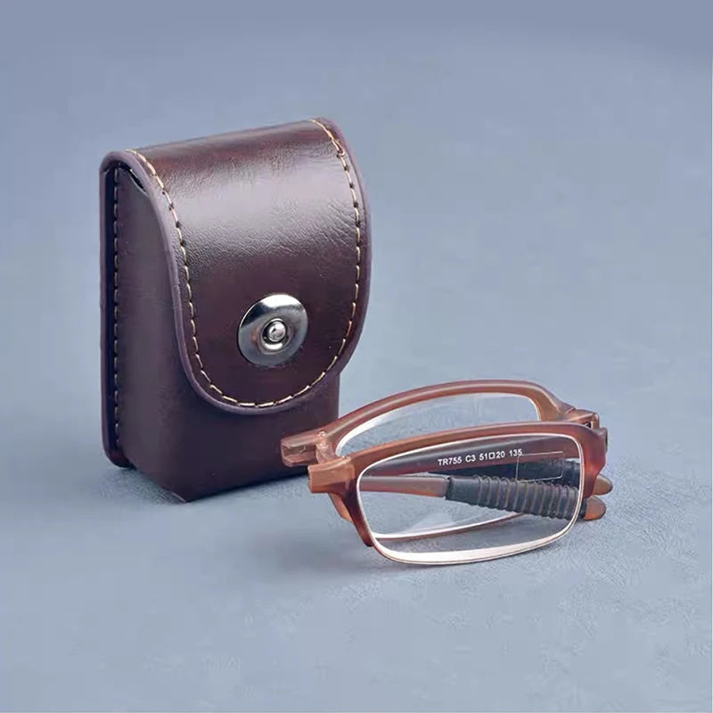 Ultralight Folding Reading Glasses TR90 Frame Portable Slim Presbyopia Spectacles Case Design