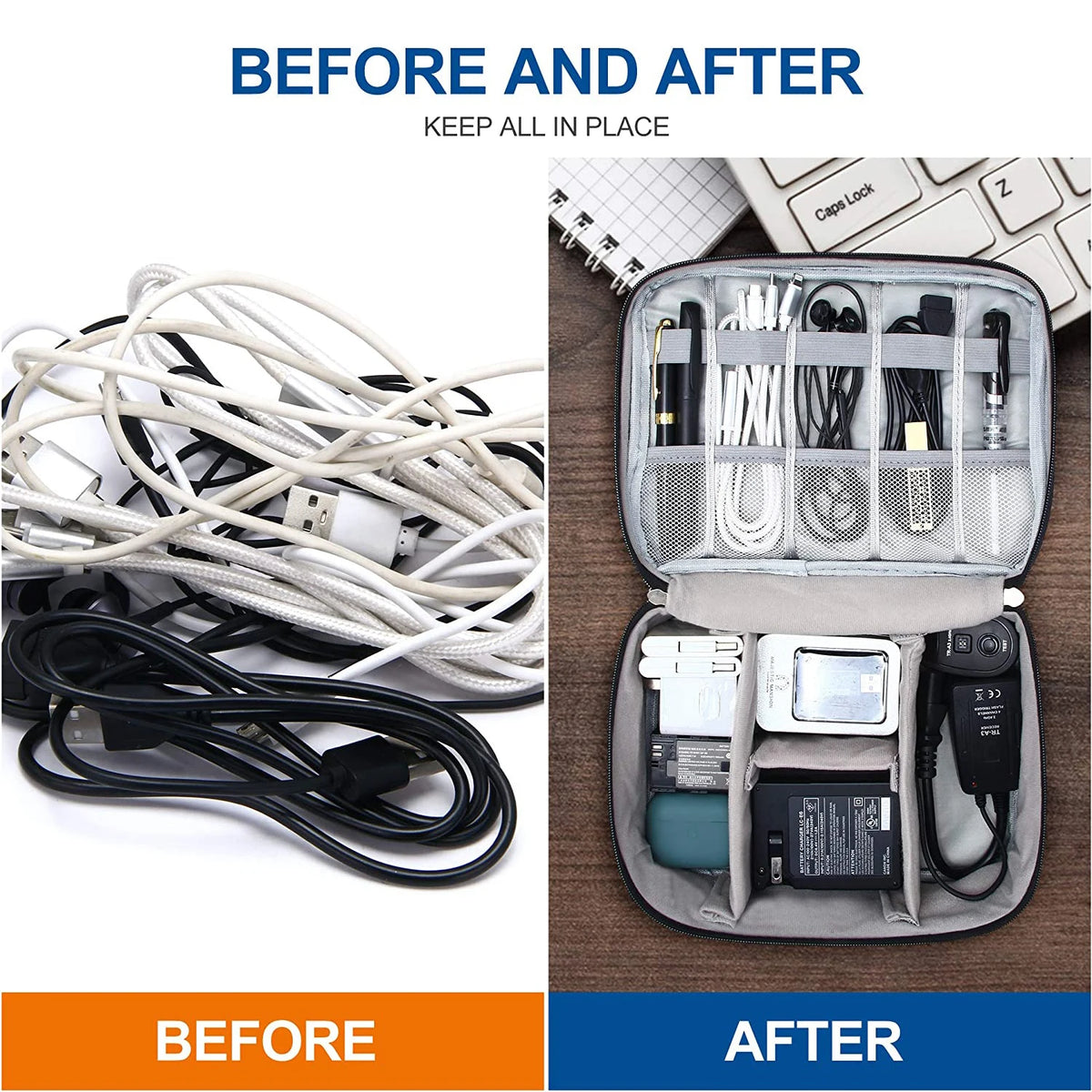 Travel Cable Organiser Bag, Portable Digital Storage Pouch for Gadgets and Electronic Devices