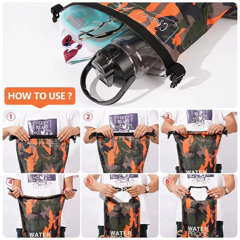 SCIONE Waterproof PVC Dry Bag Backpack 10L 15L 20L 30L