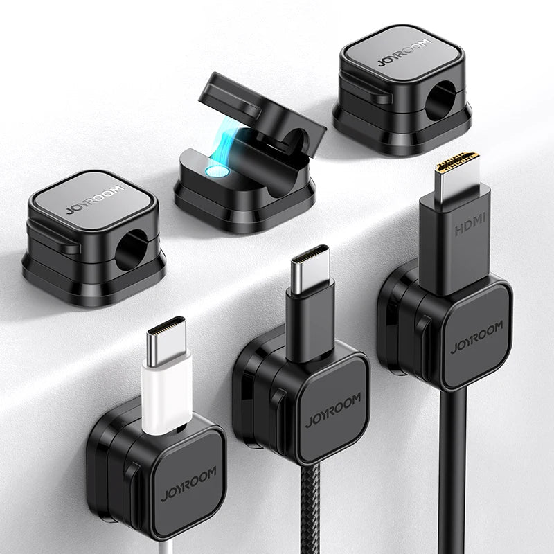 JOYROOM Magnetic Cable Clips Adjustable Cord Holder Under Desk Wire Organiser Management