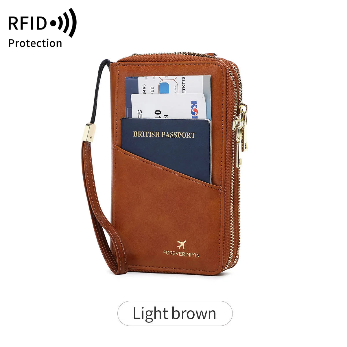 Travel Passport Wallet PU Leather Multi Functional Double Zipper Passport Cover for Travel
