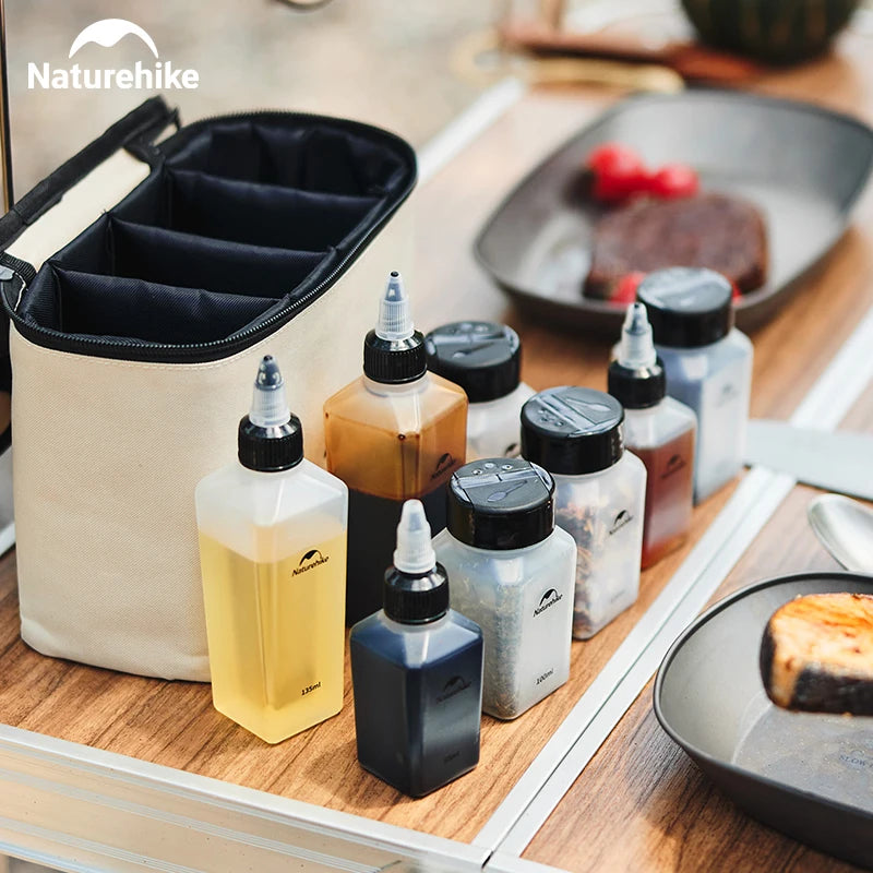 Portable Camping Seasoning Bottle Set with Storage Bag Outdoor Picnic BBQ Condiment Kit Gear
