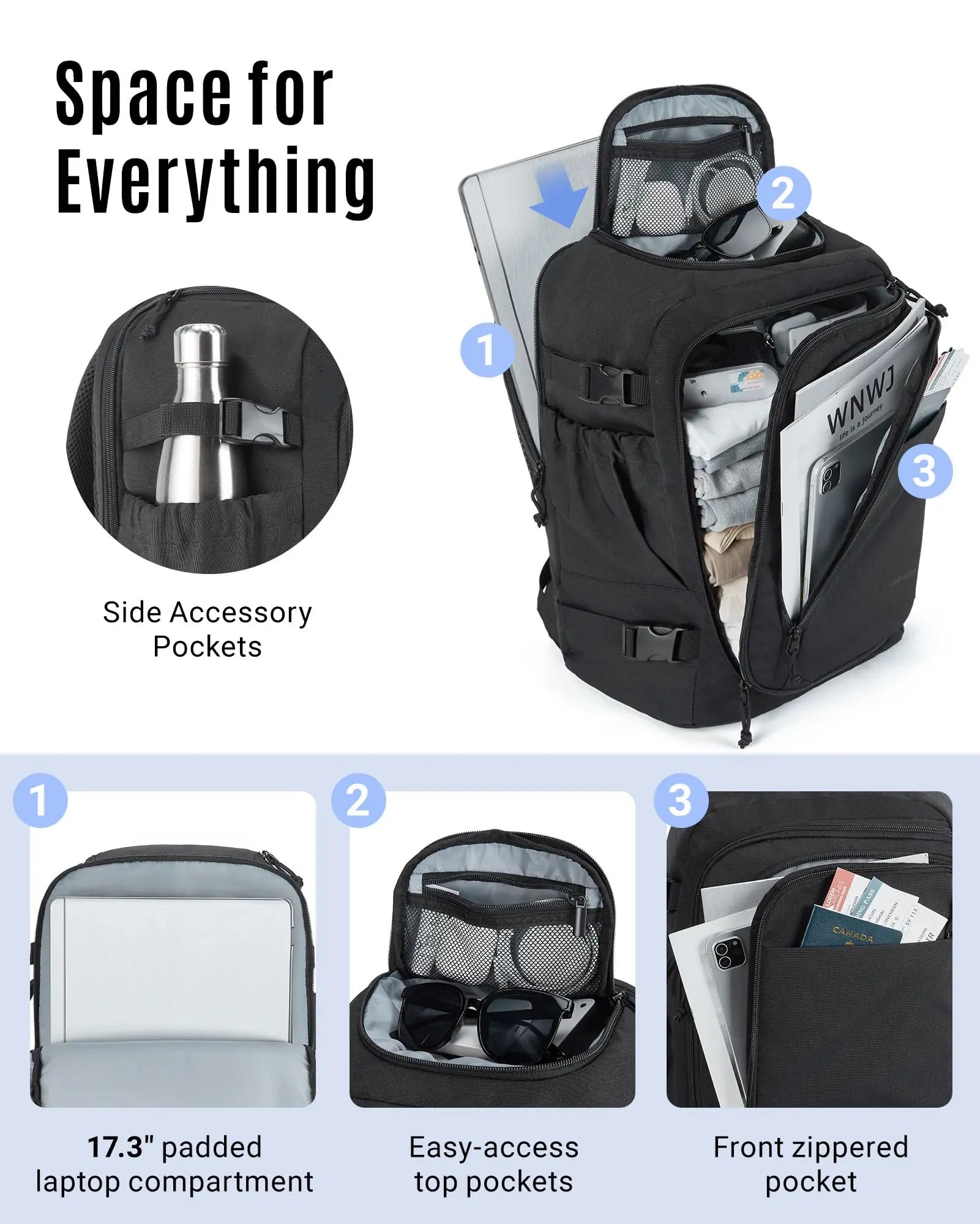 BAGSMART LIGHT FLIGHT TSA Travel Backpack Waterproof Laptop