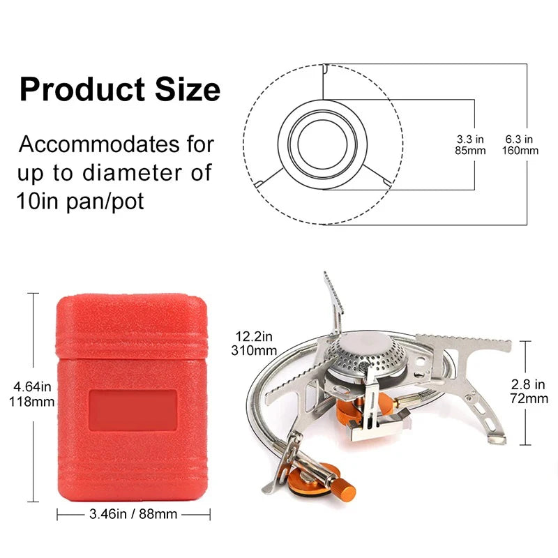 Portable 3500W Camping Gas Stove Folding Backpacking Burner for Outdoor Cooking Travel Gear