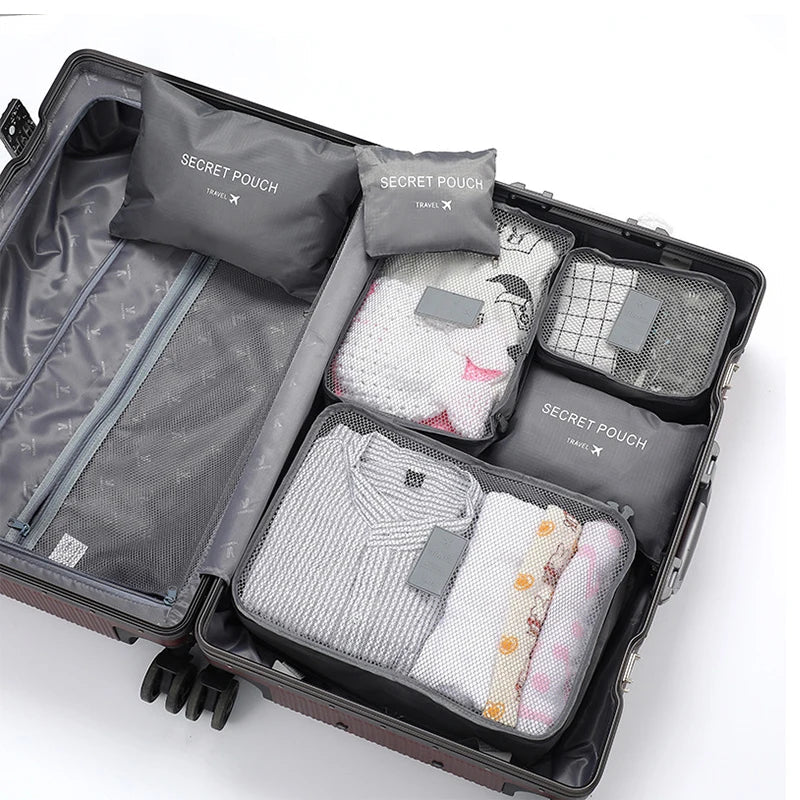6 Piece Travel Packing Cube Set Clothes Storage Bags Luggage Organiser Suitcase Pouches Kit