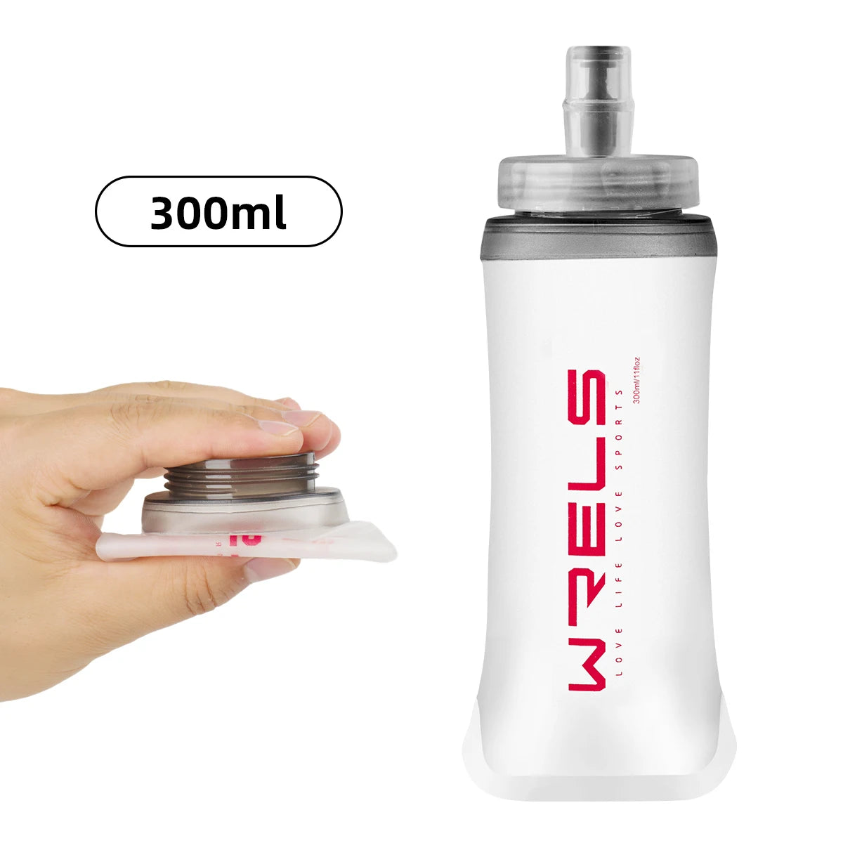 Collapsible Sports Water Bottle 500ml BPA Free Soft Flask for Running Hiking Camping Hydration