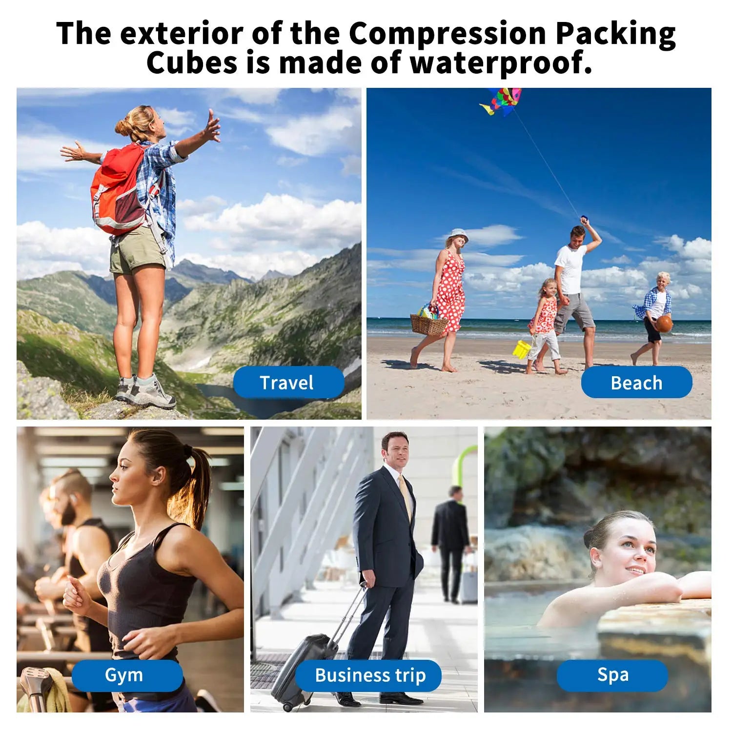 Compression Packing Cubes Double Layer Waterproof Travel Clothes Storage Organizer Bags Set