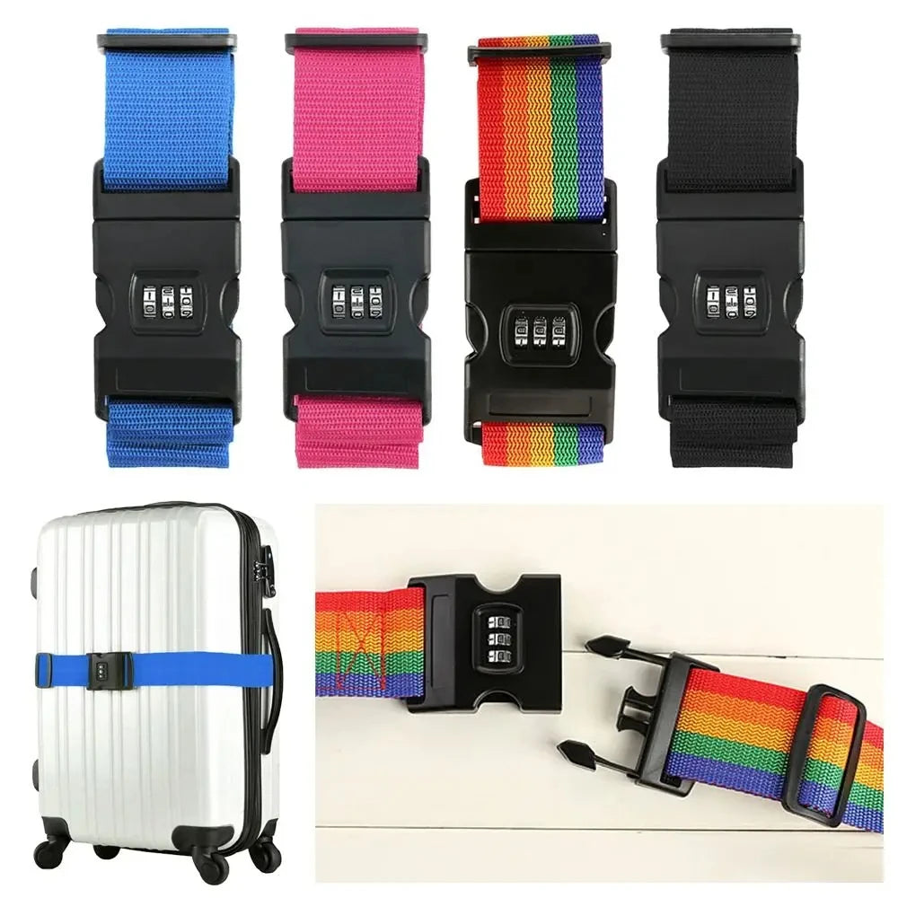 Adjustable Luggage Strap with Combination Lock, Travel Suitcase Safety Belt 2m, Baggage Belt